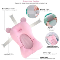 Comfortable bath pillow for newborns with secure strap