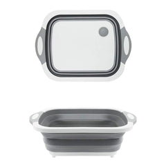 098 Foldable Chopping Board Dish Rack Washing Bowl Draining Basket 3in1 Multi-function