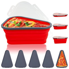 10026 Reusable Pizza Storage Containers With 5 Microwavable Serving Trays Silicone Container Expandable Adjustable For Packing Pizza At Home Outdoor