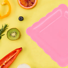 10032 Square Plastic Dinner Plate Snacks Breakfast Restaurant Serving Trays Home School Coffee Hotel Kitchen Office (8 Pcs Set)