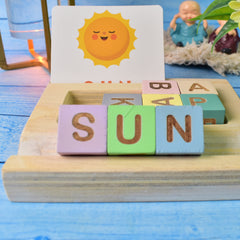 Alphabet Puzzle Spelling Reading Words (26 Flash Cards 8 Woodenblock)