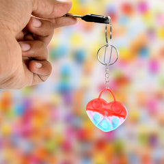 17693 Compact Silicone Pop It Keychain Toy - Birthday Return Gift Of Kids - Portable Bubble Popping Fun Stress Relief Fidget Toy (Mix Design 1 Pc)