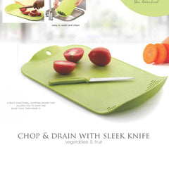 2229 Chop Drain Vegetables Fruits Chopping Board Sleek Knife
