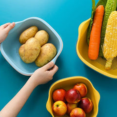 5228a Kitchen Bowl Plastic Washing Bowl And Strainer Drainer Basket For Home Kitchen Use