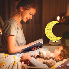 12570 Crystal Table Lamp Moon Shape Touch Control Lamp With 3 Color Metal Bedside Lamp For Kids Bedroom Romantic Desktop Nightstand Stepless Dimming Usb Charging Touch Night Light