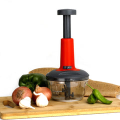 5901 Matte Finish Manual Hand Press Chopper For Kitchen Mini Handy Compact Chopper With 3 Blades For Effortlessly Chopping Vegetables Fruits For Your Kitchen.