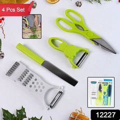 4-piece Kitchen Cutting Set Scissors Peeler Grater Slicer And Knife