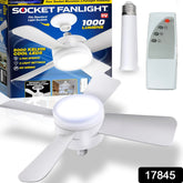 17845 Socket Fan Light Original - Cool Light Led Ceiling Fans With Lights And Remote Control Replacement For Lightbulb - Bedroom Kitchen Living Room1000 Lumens 5000 Kelvins Cool Leds (Remote Battery Not Included)