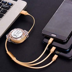 12835 Retractable Charger Charging Cable Micro Usb Cable 3 In 1 Multi Charging Cable Compatible With Phone Type C Micro Android Usb And Other Mobile Devices (1 Pc)
