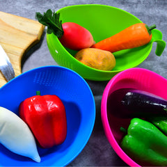 2068 Plastic Rice Bowlfood Strainer Thick Drain Basket With Handle For Rice Vegetable Fruit (Set Of 3pcs)
