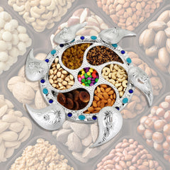 2075 Multipurpose 7 Compartment Dry Fruit Serving Rotating Tray Candy Chocolate Snacks Storage Box Masala Box