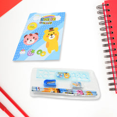 17578 Stationery Kit For Kids - Stationery Set Includes Wooden Pencil Sharpener Pencil And Eraser Set Birthday Return Gift For Kids Boys Girls 2 Pencil 1 Scale 1 Notebook1 Sharpener 1 Eraser With Zip Bag (6 Pcs Set)