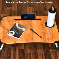 4990 Laptop Table Foldable Portable Notebook Bed Lap Desk Tray Stand Reading Holder With Coffee Cup Slot For Breakfast Reading Movie Watching.