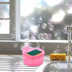 12589 Double Layer Liquid Soap Dispenser With Pump And Sponge Practical For Hotel Sink Clear Soap Dispensing Liquid Pump Bottle For Home Kitchen Rectangle ( 2 In 1 )