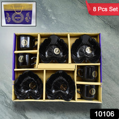 A One Ceramic Tea Cups Mug Set With Leaf Shape Serving Bowl (8 Pcs Set)