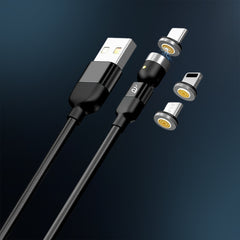 0301 3 In 1 Magnetic Usb Charging Cable Usb-c Android And Lightning With Extra Protecting Nylon Strong Magnetic Cable With Full Rotation Support Fast Charging