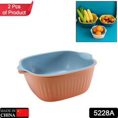 5228a Kitchen Bowl Plastic Washing Bowl And Strainer Drainer Basket For Home Kitchen Use