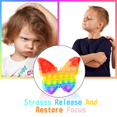 17638 Pop Fidget Toy Push Pop Bubble Fidget Sensory Toy For Kids And Adults Fidget Popper Stress Reliever Sensory Fidget Poppers (Butterfly Car Shape 1 Pc)