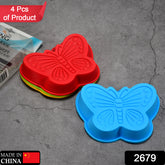 2679 Butterfly Shape Cake Cup Liners I Silicone Baking Cups I Muffin Cupcake Cases I Microwave Or Oven Tray Safe I Molds For Handmade Soap Biscuit Chocolate Muffins Jelly Pack Of 4