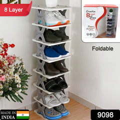 9098 Smart Shoe Rack With 8 Layer Shoes Stand Multifunctional Entryway Foldable Collapsible Door Shoe Rack Free Standing Heavy Duty Plastic Shoe Shelf Storage Organizer Narrow Footwear Home