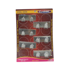 9414 Multipurpose Stainless Steel Self Adhesive Wall Hanging Hooks Sticker Hooksuitable For Wall Paper Calender Bathroom Tiles Kitchen Key Hange And Etc Double Hook (6 Pc Set)