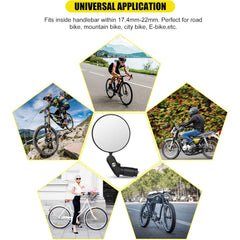 8505 Bar End Bike Mirror Safe Rearview Mirror 360 Rotatable Foldable Safety Bicycle Rear View Mirror Mirror Durable Bike Mirror (1 Pc)