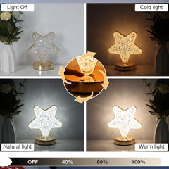 12571 Star Shape Crystal Diamond Lamp Cordless Luxury Lamp With Usb Rechargeable 3-way Dimmable Touch Control Decorative Nightstand Lamp For Bedroom Living Room Party Restaurant Decor (1 Pc )