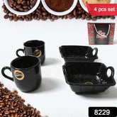 8229 Play Station Ceramic Tea Cups Mug Set With Handle Serving Bowl Milk Cup Coffee Cup Tea Cup Breakfast Cup Drinking Mug Or Outdoor For Household Gift For Birthday Wedding Party (4 Pcs Set)