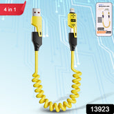 4 In 1 Spring Fast Charging Cable (1 Pc 1.5 Mtr Long)