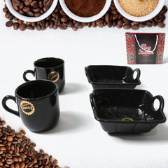 8229 Play Station Ceramic Tea Cups Mug Set With Handle Serving Bowl Milk Cup Coffee Cup Tea Cup Breakfast Cup Drinking Mug Or Outdoor For Household Gift For Birthday Wedding Party (4 Pcs Set)