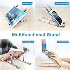 12874 Laptop Stand For Desk Metal Portable Laptop Stand With 6 Adjustable Angles Laptop Riser Phone And Tablet Stand Compatible For All Laptop