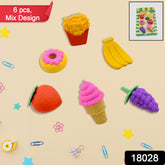 18028 3d Food Fancy Stylish Colorful Erasers Mini Eraser Creative Cute Novelty Eraser For Children Different Designs Eraser Set For Return Gift Birthday Party School Prize (1 Set Mix Design Color)