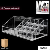 6282 16 Compartment Cosmetic Makeup Jewellery Lipstick Storage Organiser Box Cosmetic Storage Box Make-up Lipstick Organizer Lipstick Holder Case Transparent
