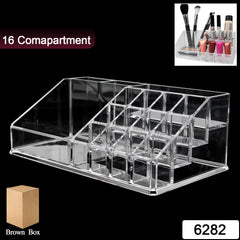6282 16 Compartment Cosmetic Makeup Jewellery Lipstick Storage Organiser Box Cosmetic Storage Box Make-up Lipstick Organizer Lipstick Holder Case Transparent