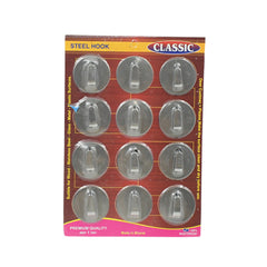 9413 Multipurpose Steel Wall Hanging Hook 12 Pc Self Adhesive Wall Hanging Hooks Sticker Hook Suitable For Wall Paper Calender Bathroom Tiles Kitchen Key Hange And Etc Hook 12 (Pack Of 12)