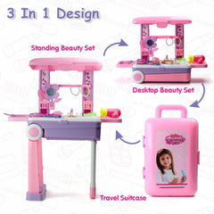 17746 Big Beauty Set Suitcase On Wheel The Ultimate Beauty Set On Wheels For Girls Makeup Kit Is Easy To Clean Use Portable Beauty Set With 25 Pieces For 3 Years Bis Approved. (Beauty Set Trolley)