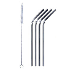 1733 Reusable Stainless Steel Drinking Straws Bent (4 Bent Straws 1 Brush)
