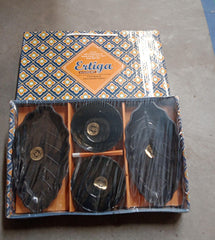 8230 Ertiga Round Ceramic Bowl With Plastic Leaf Shape Serving Platter Portable Lightweight Breakfast Serving Bowl Highly Durable Material Ideal For Rice Pasta Desserts Home Kitchen Serving Bowl Platter (4 Pcs Set)