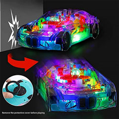 17793 Automatic 360 Degree Rotating Transparent Gear Concept Car With Musical And 3d Flashing Lights Toy For Kids Boys Girls (Multicolor Battery Not Included)