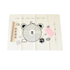 3 In 1 Low Silicone Baking Mat With Wooden Belan Cake Scraper (3 Pcs Set 7050 Cm)