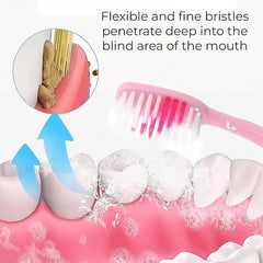 12814 2-in-1 Tooth Brush With Tongue Scraper Soft Bristle Long Handle (8pcs) Soft Toothbrush
