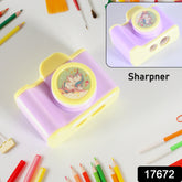 17672 Camera Shape Pencil Sharpener Simple Student Office Sharpener Fashionable And Convenient Lightweight Manual Sharpener For Kids Boys Girls Birthday Return Gifts (1 Pc)