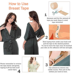 6596 Boob Tape With 10 Pairs Nipple Cover Cotton Wide Thin Breast Tape - Womens Girls Breast Lift Booby Tape - Push Up Lifting Tape - Suitable For All Breast Types - Breast Lift Bra Tape - Bob Tape For Natural Breast Lift (1 Pc 5 Meters)