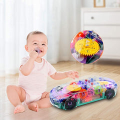 17793 Automatic 360 Degree Rotating Transparent Gear Concept Car With Musical And 3d Flashing Lights Toy For Kids Boys Girls (Multicolor Battery Not Included)