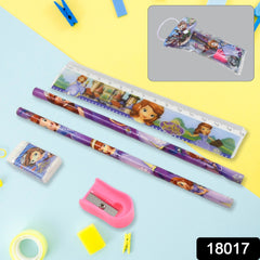 5 In 1 Mix Stationery Gift Set For Kids Stationary Set Including 2 Pencil Ruler Rubber Pencil Sharpener School Office Product Gift (5 Pcs Set)