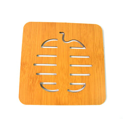 Square Bamboo Wood Table Place Mat Hot Pot Cup Mat Tea Coaster(1414 Cm 1 Pc)