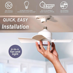 17845 Socket Fan Light Original - Cool Light Led Ceiling Fans With Lights And Remote Control Replacement For Lightbulb - Bedroom Kitchen Living Room1000 Lumens 5000 Kelvins Cool Leds (Remote Battery Not Included)