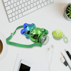 12548 Cute Plastic Water Bottle Straw Bottle With With Adjustable Shoulder Strap And Stickers Portable Drinking Cup Water Bottle For Kids