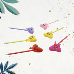 4292 Cute Cartoon Shape Heart Design Facy Writting Pen Attached Rattle Ball Pen Smooth Writing For Wedding Events Multiuse Pen Best Pen L Use For Kids (12 Pcs Set Mix Design Color)