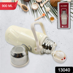 13040 Stainless Steel Vacuum Insulated Water Bottle Leak Proof Flask For Tea Coffee Reusable Water Bottle With Hanging Strap Bottle For Hot Cold Drinks Wide Mouth Water Flask (900 Ml)